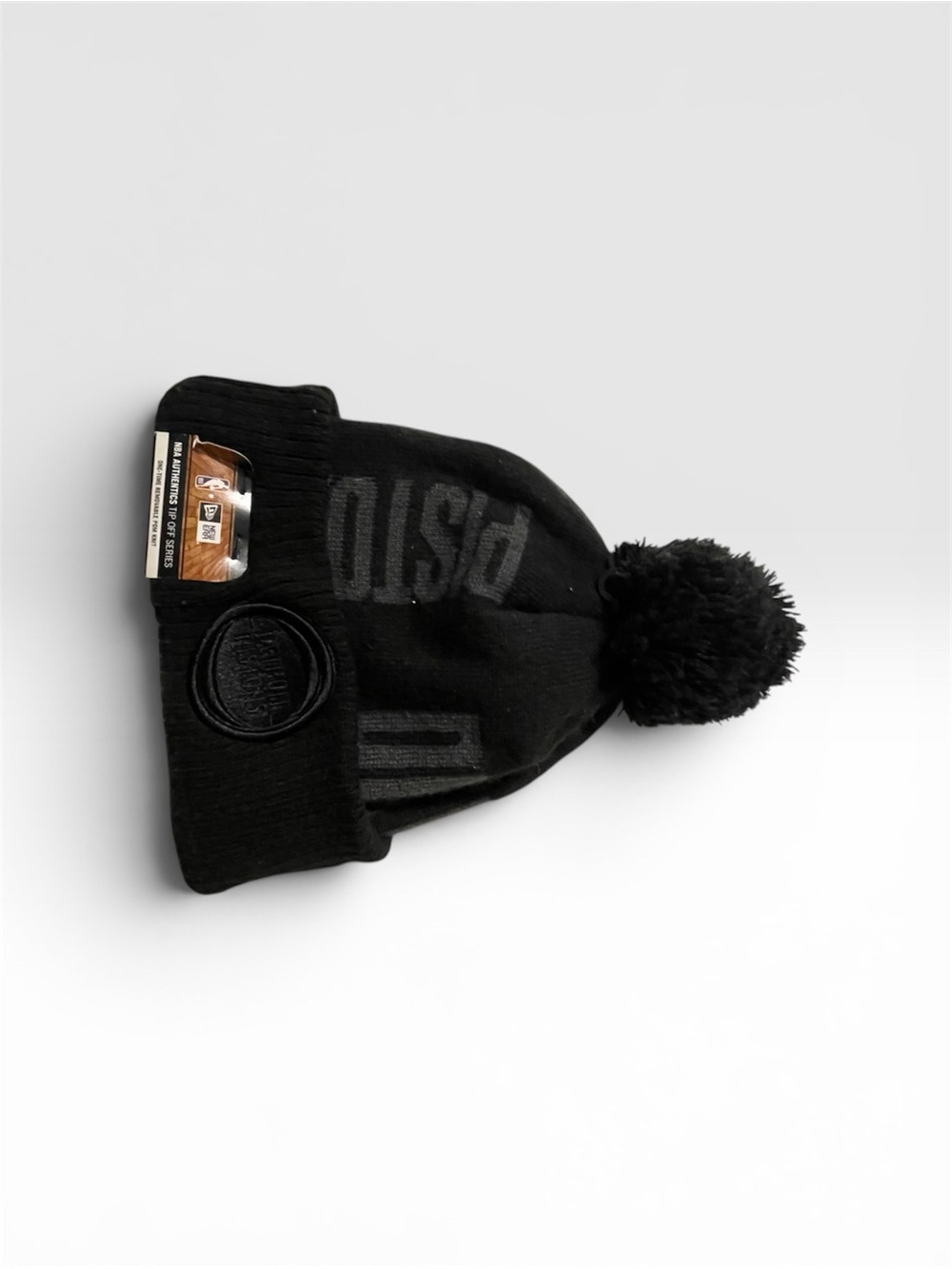 NBA Black Pom Beanie Hat with Subtle Logo